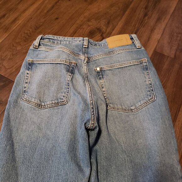 & Denim  Ultra High Waist Mom Blue Jeans Sz 4 Wide Leg - Picture 5 of 8